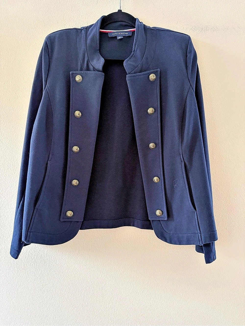 Tommy Hilfiger Navy Button Front Military Style
Jacket Size Large
